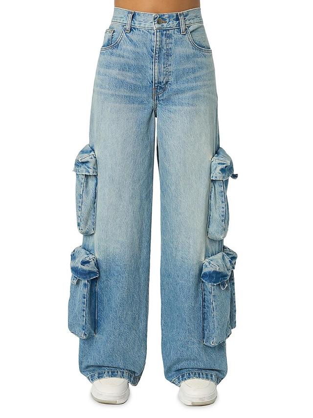 Womens Baggy Puff-Pocket Cargo Jeans Product Image