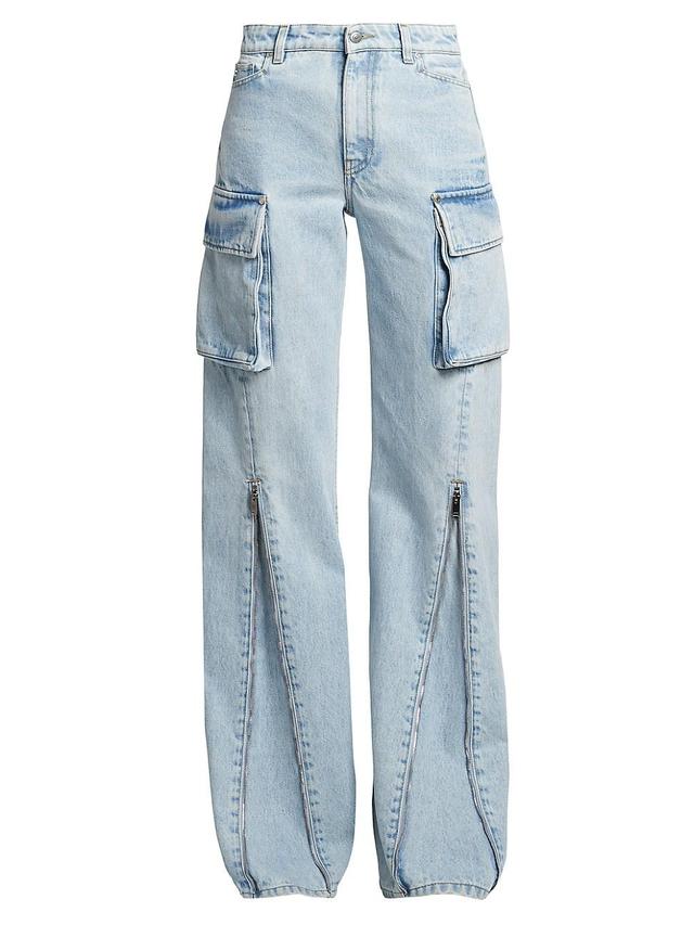 Womens Flared Cargo Jeans Product Image