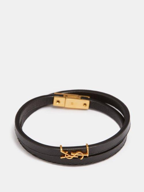 Womens Opyum Double Wrap Bracelet in Leather and Metal Product Image