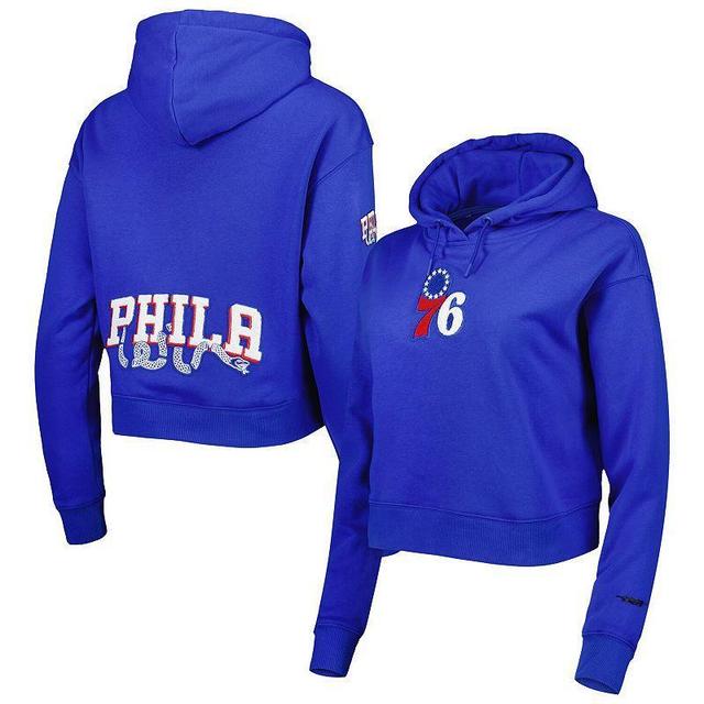 Womens Pro Standard Royal Philadelphia 76Ers Classic Fleece Cropped Pullover Hoodie Product Image